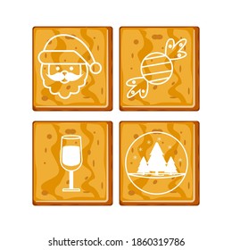 Christmas gingerbread cookies collection: Santa,Candy,Glass,Tree