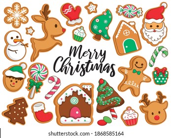 Christmas gingerbread cookies decorating illustration vector.