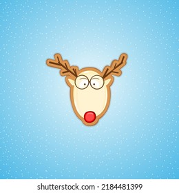 Christmas gingerbread cookies. A deer in glasses on a blue snowy background.