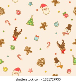 Christmas gingerbread cookies design to seamless pattern