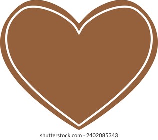 Christmas gingerbread cookies in heart shape isolated on white background. Vector for your Christmas design and decor.