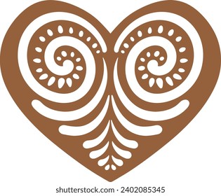 Christmas gingerbread cookies in heart shape isolated on white background. Vector for your Christmas design and decor.