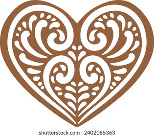 Christmas gingerbread cookies in heart shape isolated on white background. Vector for your Christmas design and decor.