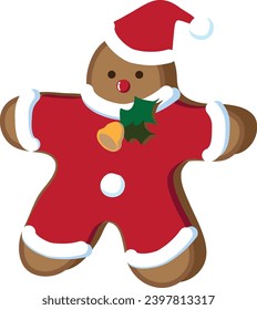 Christmas gingerbread cookies. Holiday treat biscuits, gingerbread man, xmas fir tree and present box vector illustration set. Santa gingerbread biscuits. Gingerbread homemade to holiday decoration