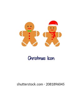 Christmas Gingerbread Cookies icon on white background flat vector image design.