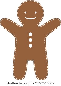 Christmas gingerbread cookies in man shape isolated on white background. Vector for your Christmas design and decor.