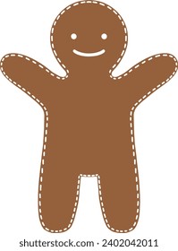 Weihnachtsbäckerkekse in männlicher Form einzeln auf weißem Hintergrund. Vektorgrafik für Ihr Weihnachtsdesign und Ihre Dekoration.