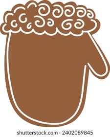 Christmas gingerbread cookies in mitten shape isolated on white background. Vector for your Christmas design and decor.