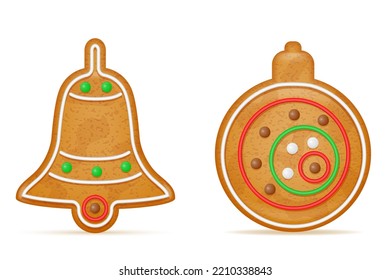 christmas gingerbread cookies for new year's holiday celebration vector illustration isolated on white background