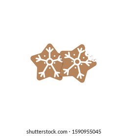Christmas gingerbread cookies on white background. Vector illustration in flat design