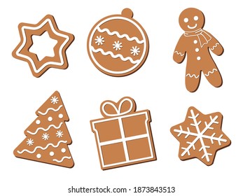 Christmas gingerbread cookies on a white background