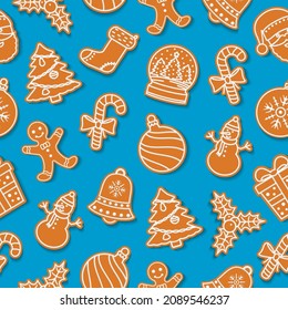 Christmas gingerbread cookies seamless pattern
