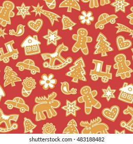 Christmas gingerbread cookies - seamless pattern