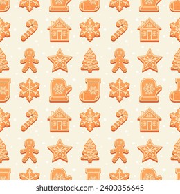Christmas gingerbread cookies seamless surface pattern 