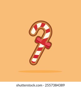 Christmas gingerbread cookies shaped like Candy cane, new year decoration suitable for posters and web icons