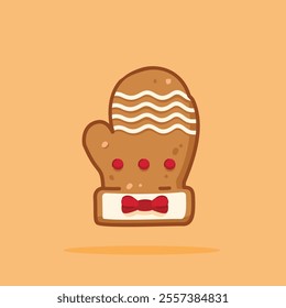  Christmas gingerbread cookies shaped like gloves, new year decoration suitable for posters and web icons