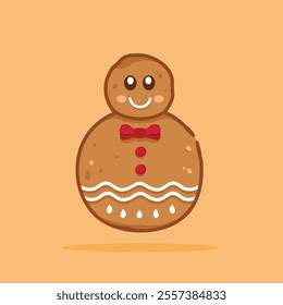 Christmas gingerbread cookies shaped like snowmen, new year decoration suitable for posters and web icons