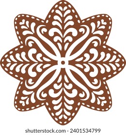 Christmas gingerbread cookies in star shape isolated on white background. Vector for your Christmas design and decor. 
