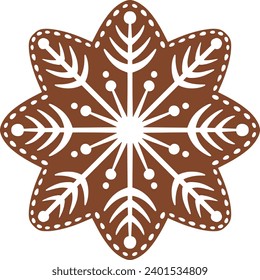 Christmas gingerbread cookies in star shape isolated on white background. Vector for your Christmas design and decor. 