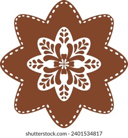 Christmas gingerbread cookies in star shape isolated on white background. Vector for your Christmas design and decor. 