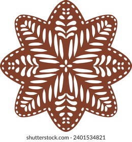 Christmas gingerbread cookies in star shape isolated on white background. Vector for your Christmas design and decor. 