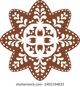Christmas gingerbread cookies in star shape isolated on white background. Vector for your Christmas design and decor. 