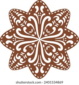 Christmas gingerbread cookies in star shape isolated on white background. Vector for your Christmas design and decor. 