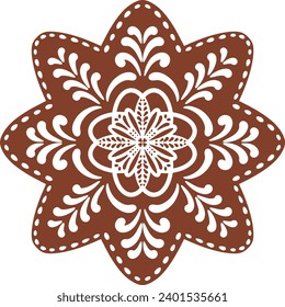 Christmas gingerbread cookies in star shape isolated on white background. Vector for your Christmas design and decor.
