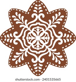 Christmas gingerbread cookies in star shape isolated on white background. Vector for your Christmas design and decor.