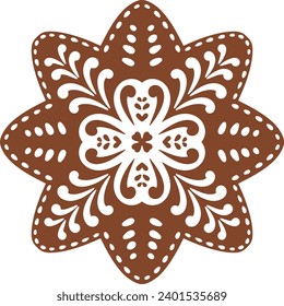 Christmas gingerbread cookies in star shape isolated on white background. Vector for your Christmas design and decor.