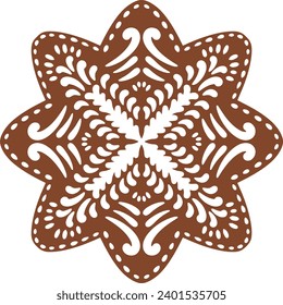 Christmas gingerbread cookies in star shape isolated on white background. Vector for your Christmas design and decor.