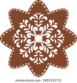 Christmas gingerbread cookies in star shape isolated on white background. Vector for your Christmas design and decor.
