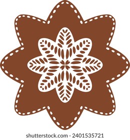 Christmas gingerbread cookies in star shape isolated on white background. Vector for your Christmas design and decor.