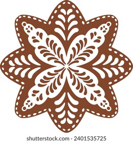 Christmas gingerbread cookies in star shape isolated on white background. Vector for your Christmas design and decor.