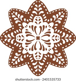 Christmas gingerbread cookies in star shape isolated on white background. Vector for your Christmas design and decor.