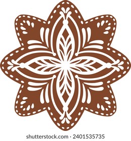 Christmas gingerbread cookies in star shape isolated on white background. Vector for your Christmas design and decor.