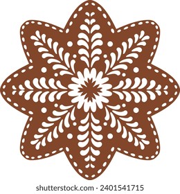 Christmas gingerbread cookies in star shape isolated on white background. Vector for your Christmas design and decor.