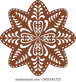 Christmas gingerbread cookies in star shape isolated on white background. Vector for your Christmas design and decor.