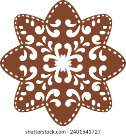 Christmas gingerbread cookies in star shape isolated on white background. Vector for your Christmas design and decor.