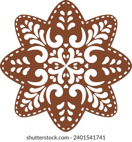 Christmas gingerbread cookies in star shape isolated on white background. Vector for your Christmas design and decor.