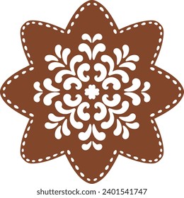 Christmas gingerbread cookies in star shape isolated on white background. Vector for your Christmas design and decor.