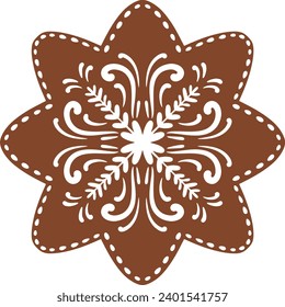 Christmas gingerbread cookies in star shape isolated on white background. Vector for your Christmas design and decor.
