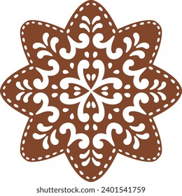 Christmas gingerbread cookies in star shape isolated on white background. Vector for your Christmas design and decor.