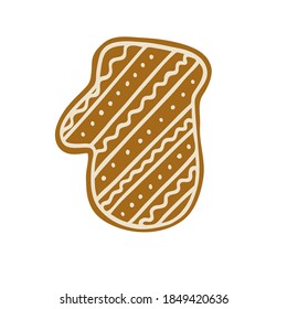 Christmas gingerbread cookies traditional holiday celebration design hand drawn in doodle style decorated with sugar icing winter sweet food for greeting card, invitations, banner vector illustration
