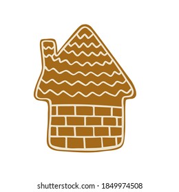 Christmas gingerbread cookies traditional holiday celebration design hand drawn in doodle style decorated with sugar icing winter sweet food for greeting card, invitations, banner vector illustration
