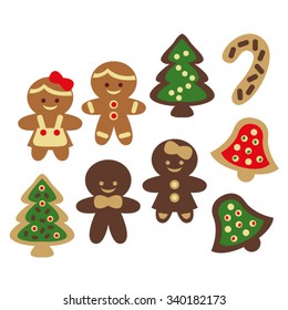 Christmas gingerbread cookies vector.