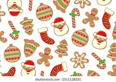 Navidades galletas de jengibre de fondo de Vector.