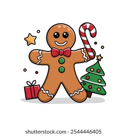 Christmas gingerbread cookies vector, Christmas food vector