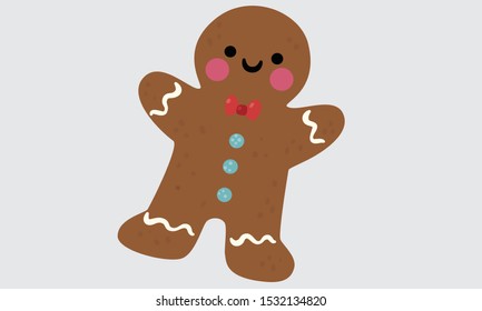 Christmas gingerbread cookies vector illustration icon set. Festive, holiday, traditional gingerbread man. Perfect for christmas banners, greeting cards and presentations. Vector