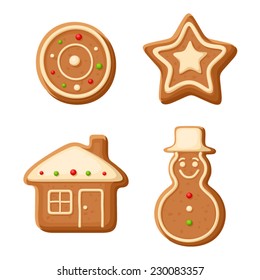 Christmas gingerbread cookies. Vector illustration.